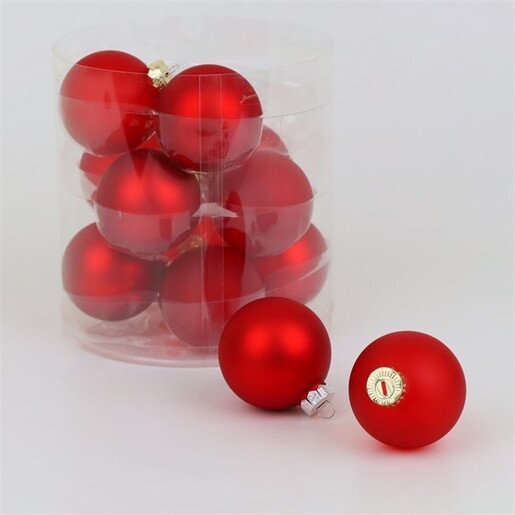 Staklene kuglice 6cm, 12kom, crvena