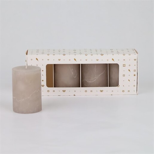 Svijeća frost 5xh7,5cm, 4kom, topla siva