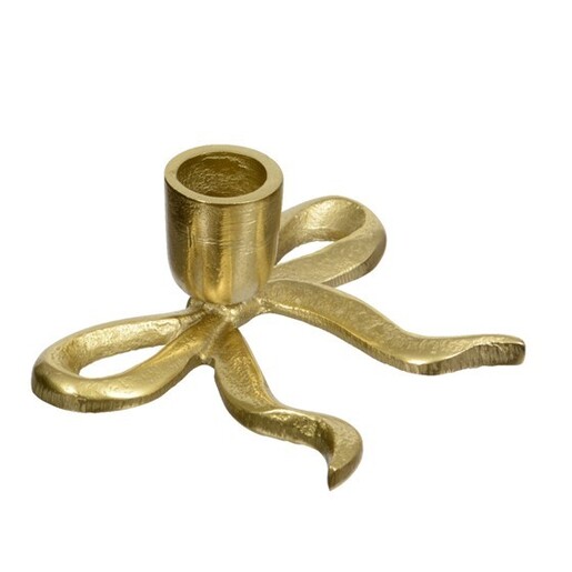 Svijećnjak metal mašna 12x9xh5cm,  zlatna