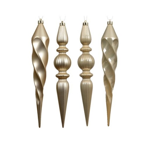 Ukras za bor plastični h30cm d5cm, 4kom, šampanj