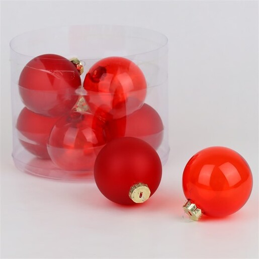 Staklene kuglice 8cm, 8kom, crvena