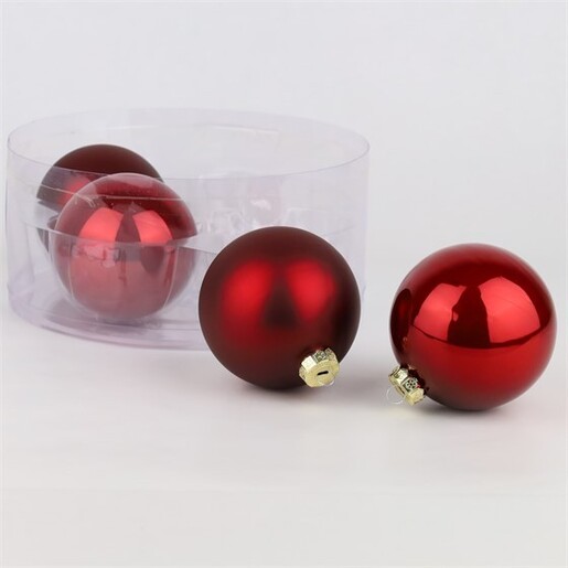 Staklene kuglice 10cm, 4kom, bordo