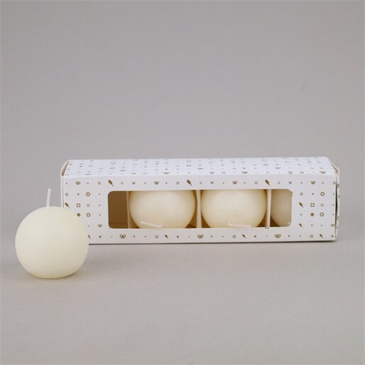 Svijeća frost kugla 6cm, 4kom, bež