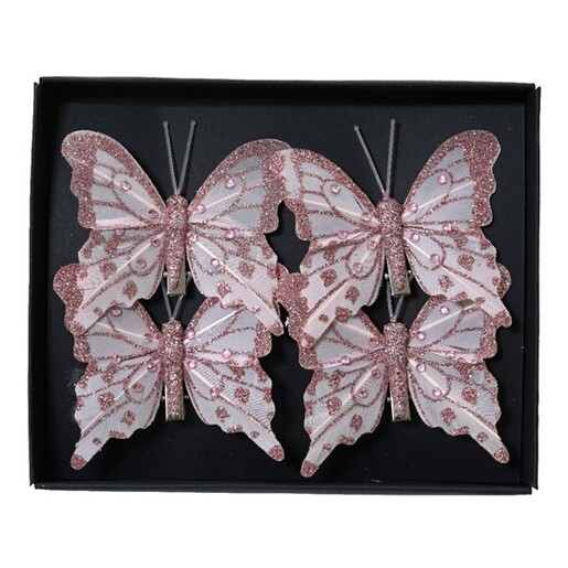 Leptiri na štipaljci 8x6cm, 4kom, blush roza