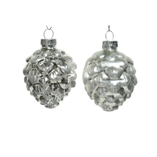 Staklene kuglice češeri 6kom, srebrna