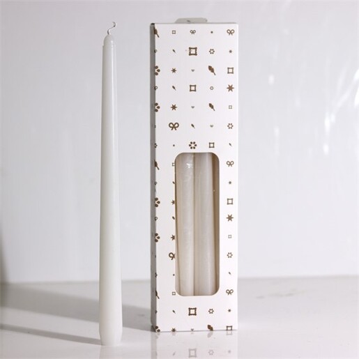 Svijeća konus, 8kom,  d2,1 h30cm, bijela