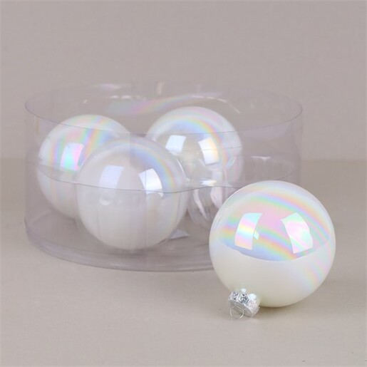 Staklene kuglice 10cm, 4kom, bijela
