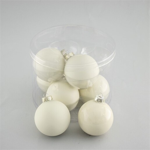 Staklene kuglice 8cm, 8kom, bijela