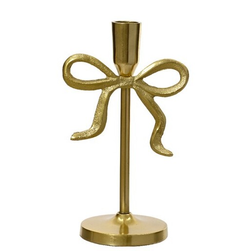 Svijećnjak metal mašna h21cm,  12x8,5cm,  zlatna