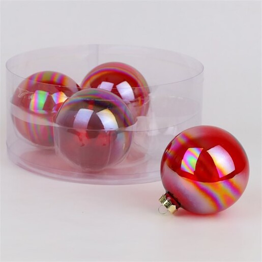 Staklene kuglice 10cm, 4kom, crvena