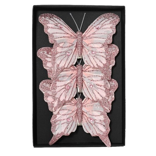 Leptiri 12xh9,7cm, 3kom, blush roza