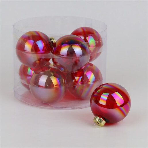 Staklene kuglice 8cm, 8kom, crvena