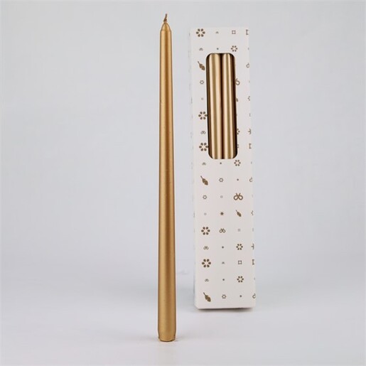 Svijeća konus, 8kom,  d2,1 h38cm, zlatna