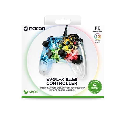Nacon Evol-X Pro RGB žični kontroler, PC/Xbox, prozirni