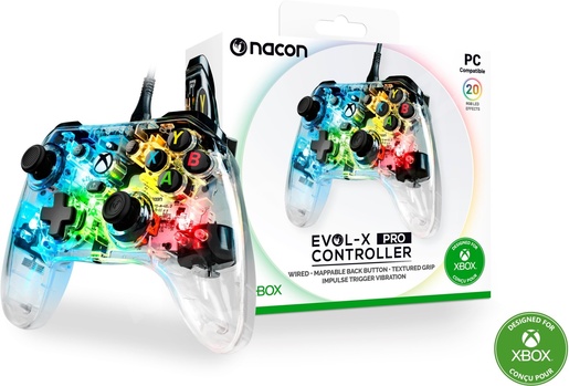 Nacon Evol-X Pro RGB žični kontroler, PC/Xbox, prozirni