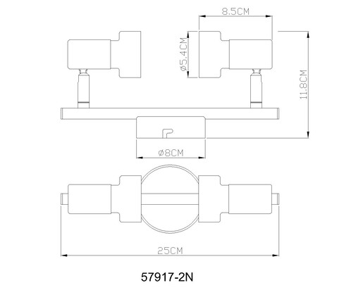 Reflektor MASON, 2x GU10, crni