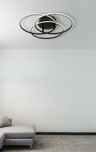 Stropna svjetiljka KOMBOS, LED, crna