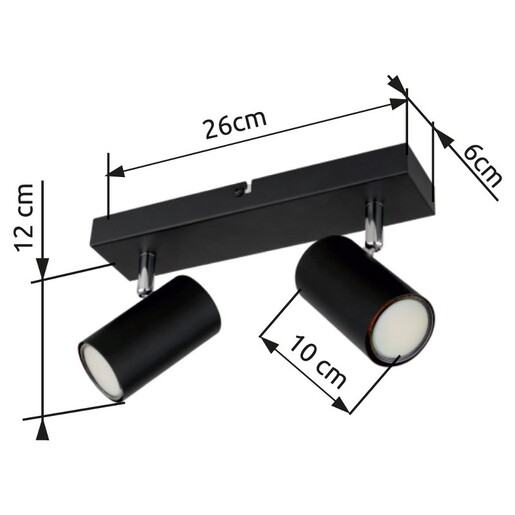 Reflektor ROBBY, 2x GU10, crni