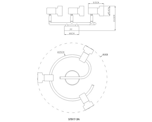 Stropni reflektor MASON, 3x GU10, crni
