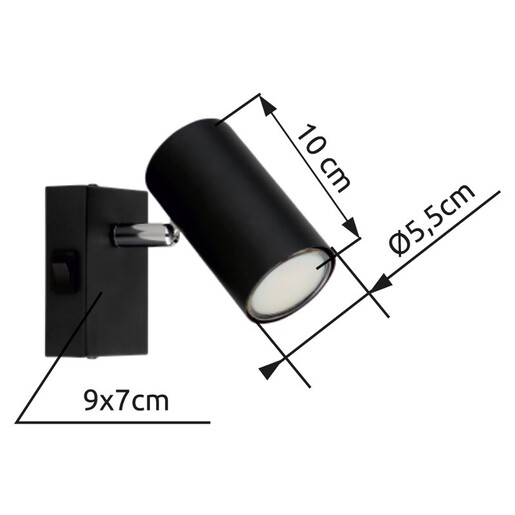 Zidni reflektor ROBBY, 1x GU10, crni