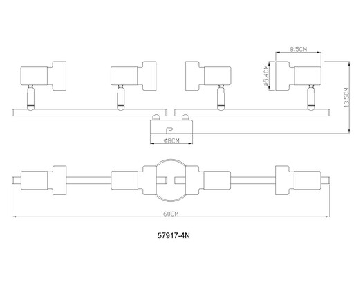 Stropni reflektor MASON, 4x GU10, crni