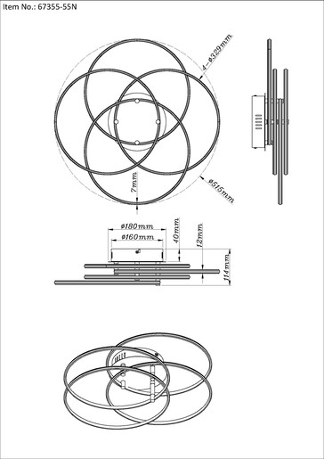 Stropna svjetiljka KOMBOS, LED, metalna