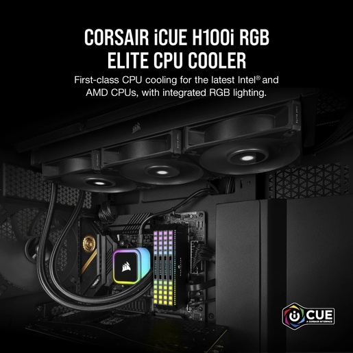 Vodeno hlađenje Corsair iCUE H100i ELITE RGB, 240mm radiator