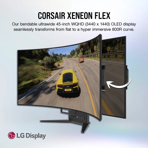Corsair Xenon 45WQHD240, 45" WQHD OLED Bendable, 240Hz, 0.03ms, nVidia G-Sync, AMD FreeSync Premium, 2x HDMI, DisplayPort, USB Type-C, monitor