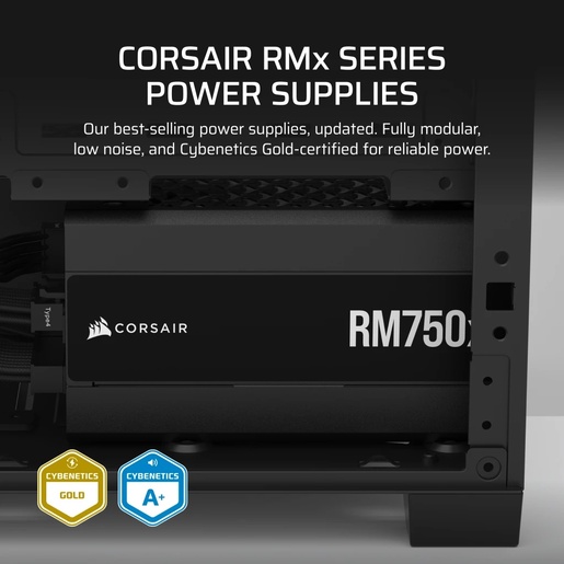 Napajanje Corsair RM750x, 750W, Cybenetics Gold, modularno