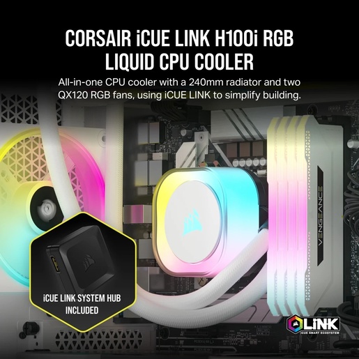 Vodeno hlađenje Corsair iCUE H100i LINK RGB, 240mm radiator