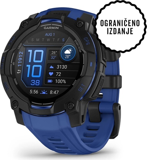 Garmin Instinct 3 Amoled, 45 mm, Black Bolt Blue, 010-02936-03, pametni sat