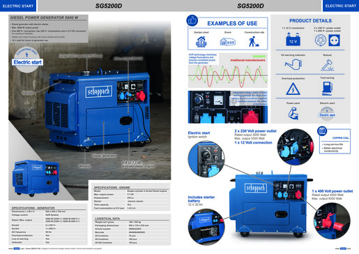 SCHEPPACH benzinski generator SG5200D 5000W