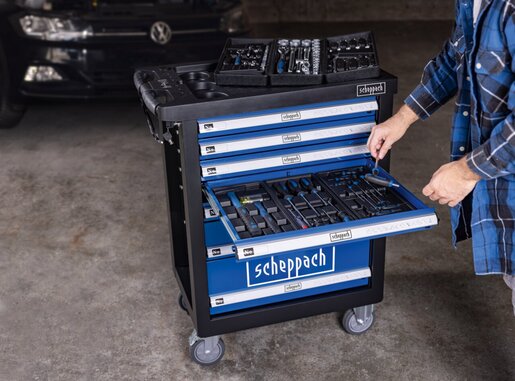 SCHEPPACH kolica za alat TW1100 set od 70 dijelova, 7 ladica