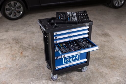 SCHEPPACH kolica za alat TW1100 set od 70 dijelova, 7 ladica