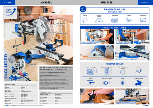 SCHEPPACH preklopna kružna pila HS550, 3000W,  305 mm