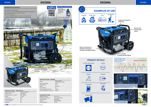 SCHEPPACH benzinski generator SG3200x 212 cm³ motor, 2800W