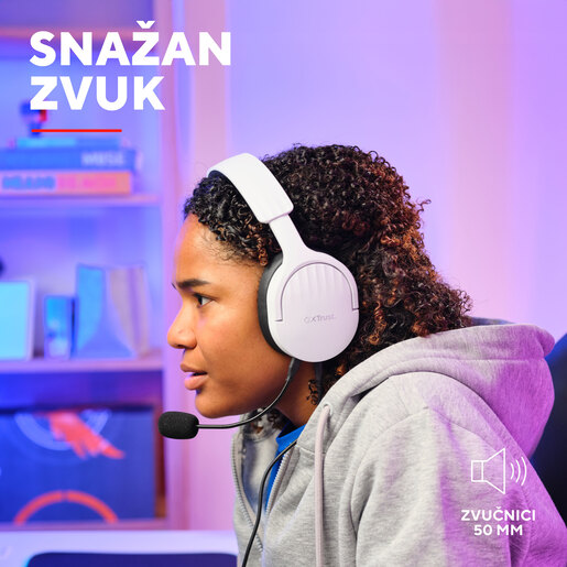 Trust GXT 489W Fayzo žičane gaming slušalice, bijele