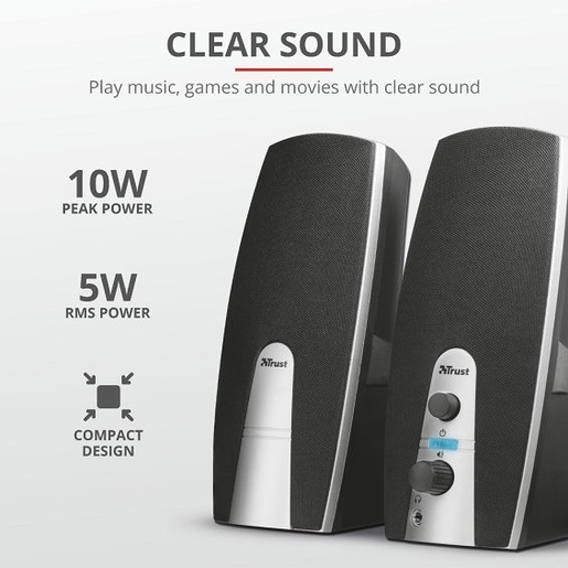 Trust Mila, zvučnici, 2.0, 5W, crni