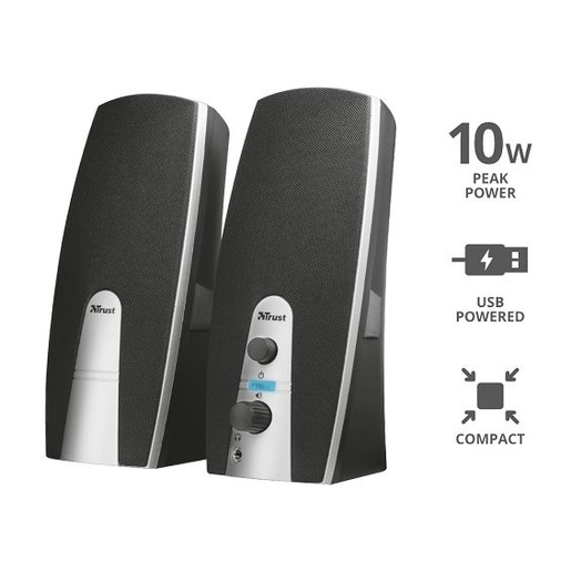 Trust Mila, zvučnici, 2.0, 5W, crni