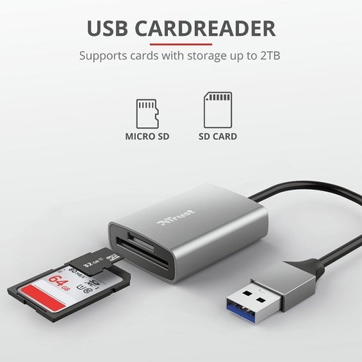 Trust Dalyx čitač SD kartica, USB 3.2, srebrni