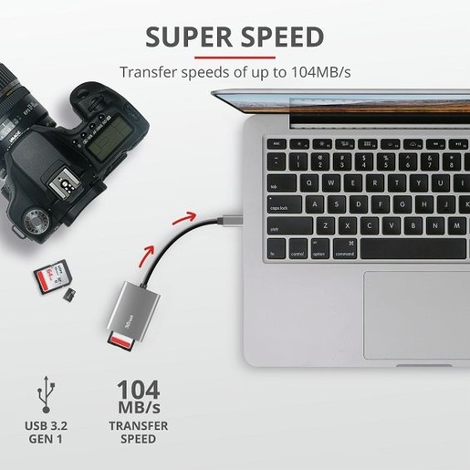 Trust Dalyx čitač SD kartica, USB-C, srebrni