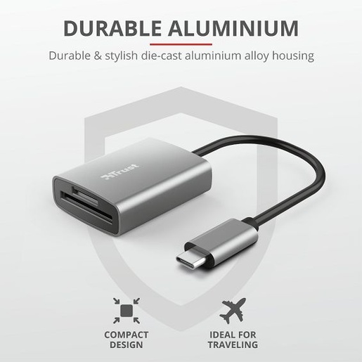 Trust Dalyx čitač SD kartica, USB-C, srebrni