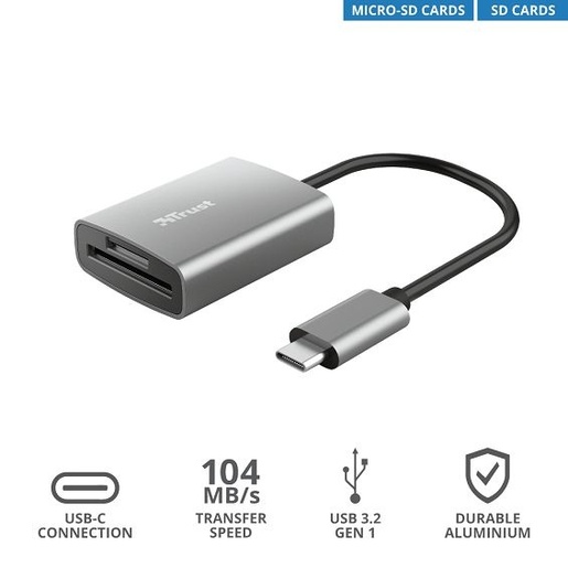 Trust Dalyx čitač SD kartica, USB-C, srebrni