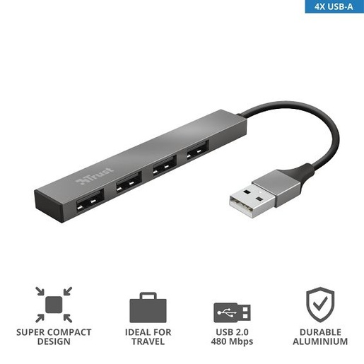 Trust Halyx USB Hub 4u1, 4xUSB-A