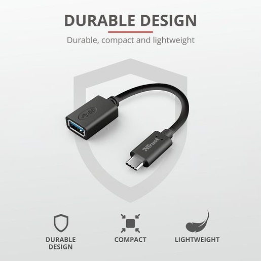 Trust Calyx USB-C na USB-A (Ž) adapter, crni