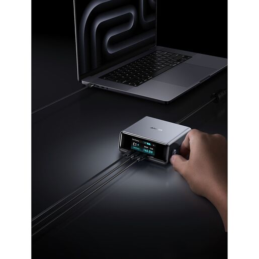 Anker GaN Prime Desk punjač, 250W, 2xUSB-A/4xUSB-C, crni