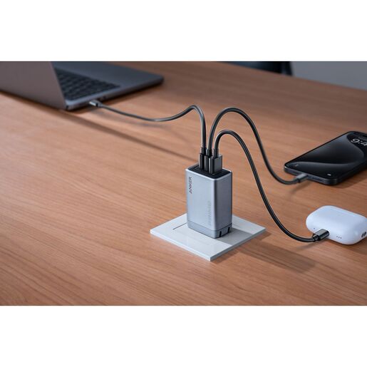 Anker GaN Prime punjač, 100W, 2xUSB-C/USB-A, sivi