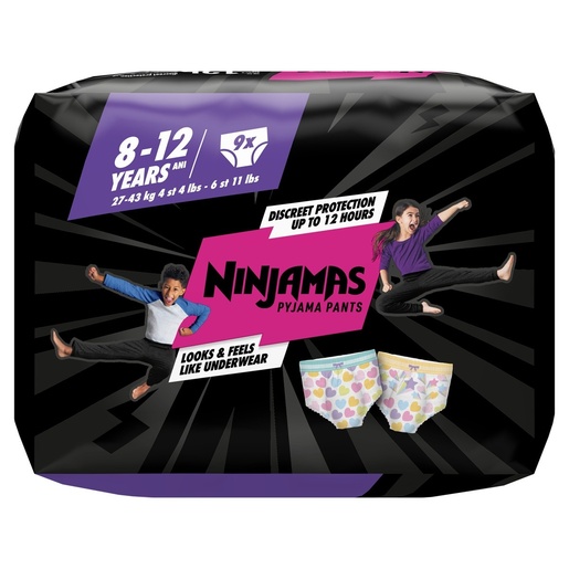 Pampers Ninjamas Pyjama Pants Heart pelene, vel. 4 (27-43kg), 9 kom