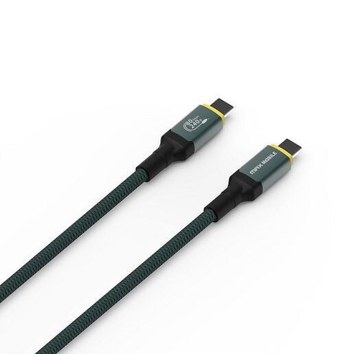 MaxMobile data kabel Type C, 240W, 5A, 1.50 m, Thunderbolt 5, zeleni