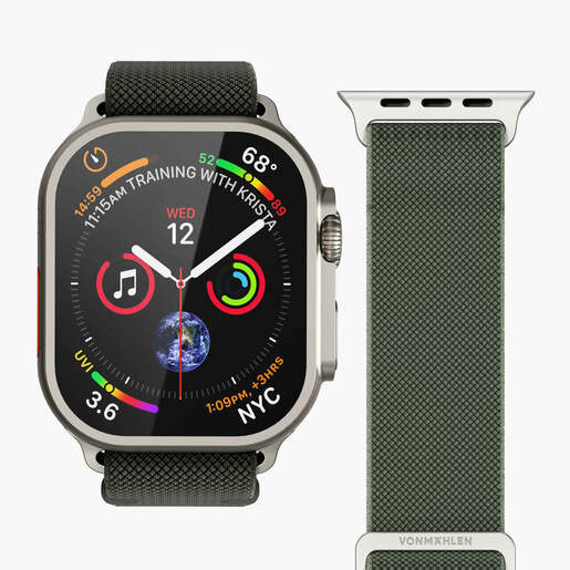 Vonmählen zamjenski remen za Apple Watch 40/41/42 mm, Olive Classic Nylon Loop, One Size